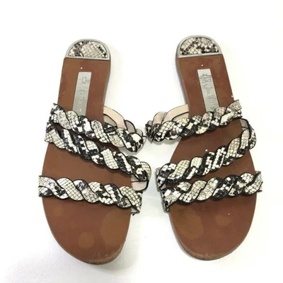$25 • Buy Zara Snake Print Braided Dual Straps Slip On Sandals Size 7.5
