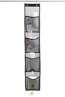 Mesh Shower Caddy Organizer Hanging Shower Curtain Pockets For Bathroom Accessor • $14.16