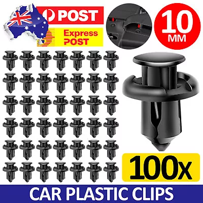 100X Car Plastic 10MM Clip Rivet Push Fit Door Boot Trim Panels Bumper Fastener • $9.95