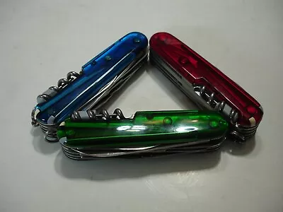 VICTORINOX ERS Lot Of 3 TRANSLUCENT HUNTSMAN PLUS 18 FUNCTION SWISS ARMY KNIVES • $140