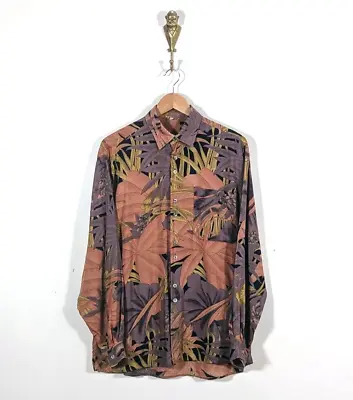 Vgc 90s Vintage Wavey Shirt Floral Pattern Long Sleeve Shirt • £26
