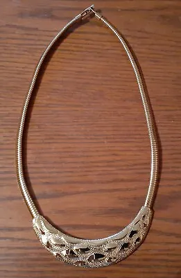 Vintage 1980s Gold Tone Serpentine Chunky Choker Necklace Fashion • $12.99