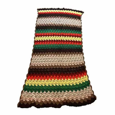 Vintage Handmade Shell Stitch Crochet Afghan Throw Rainbow  Colors 67” By 29” • $6.32