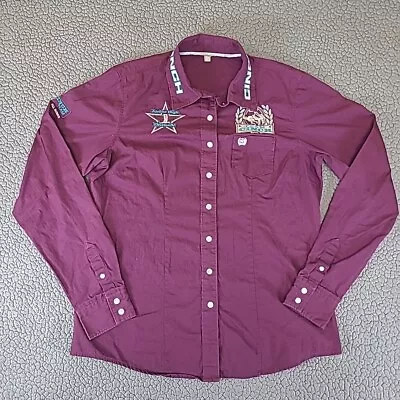 Cinch Shirt Mens L Maroon Rodeo Cowboy Authentic Competition Western Embroidered • $64.85