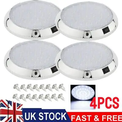 4x 12V LED Cabin Ceiling Roof Light Caravan Lamp Headlamp RV Boat Truck Car Dome • £18.59