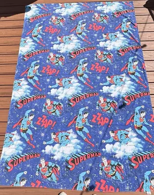 Vintage 1978 Superman DC Comics - Twin Fitted Bed Sheet BIBB-NO Iron Muslin USA • $22