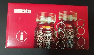 $50 • Buy 🍵 Iittala Finland  Tsaikka Glass Coffee Cups W Handle X 2 - NOS