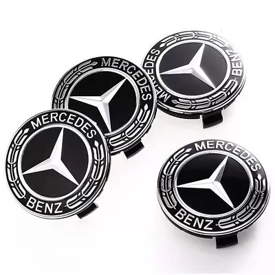 4PCS Wheel Center Caps Emblem Black 75mm Rim Hub Cover Logo Fit For MercedesBenz • $9.90