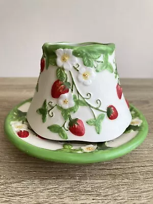Yankee Candle Small Ceramic Shade & Dish Strawberry Plant Design • £9.99