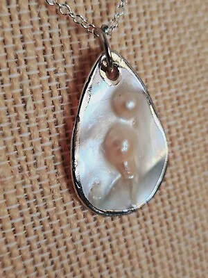 Natural Oyster Shell Blister Pendant • $35