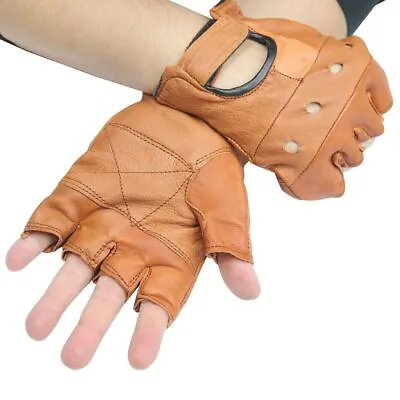 Light Brown Leather Finger Less Gloves 280LB S-XXL • $8.98