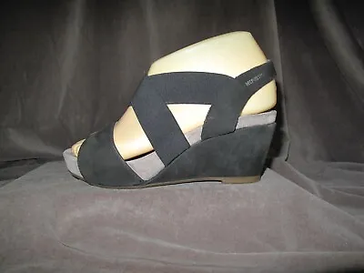 MEPHISTO Women's Black Suede & Elastic Gore Ankle Strap Heeled Sandal 35 EU/5 US • $32.49