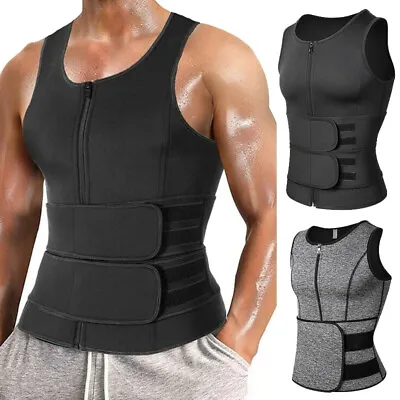 $35.79 • Buy Men's Body Shaper Waist Trainer Slim Sauna Sweat Tank Undershirt Tops Shapewear