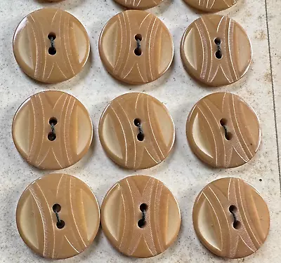 24 Antique Tan Carved Vegetable Ivory Buttons On Card 3/4” • $20