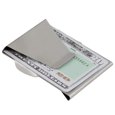 New Double Sided Slim Stainless Steel Money Clip Credit Card ID Holder Wallet • $7.88