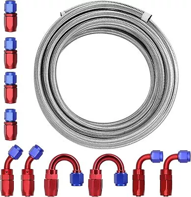 20FT Stainless Steel Braided Oil Fuel Line Hose W/10PC AN10 Swivel Fitting Kit • $43.60