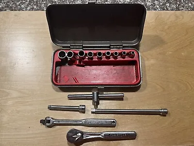 Vintage Craftsman 1/4  Drive SAE Socket Set & Metal Toolbox 3/16 -1/2  14Pc Set • $40