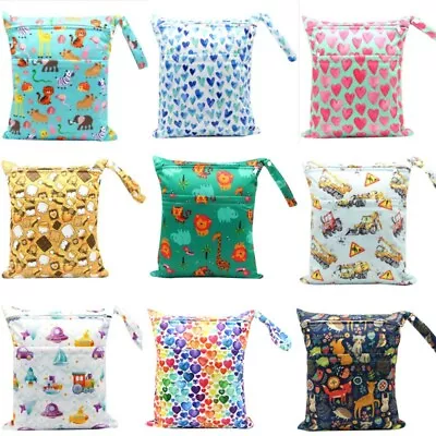 Double Pockets Children Kids Wet Bag For Nappies Swimmers Bathers Waterproof O1* • $9.99