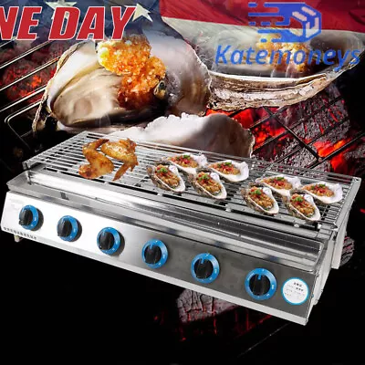 6 Burner Gas BBQ Grill Stainless Steel Barbecue Table Top Grill Outdoor Cooking • $115.90