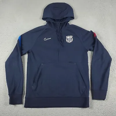 Nike FC Barcelona FCB Sweater  Mens Small Blue Pullover Hoodie • $34.95