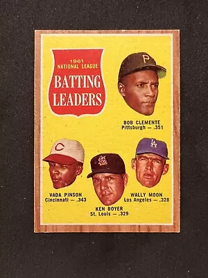 1962 Topps #52 Roberto Clemente Vada Pinson Boyer Moon N.L. Batting Leaders EXMT • $15.99