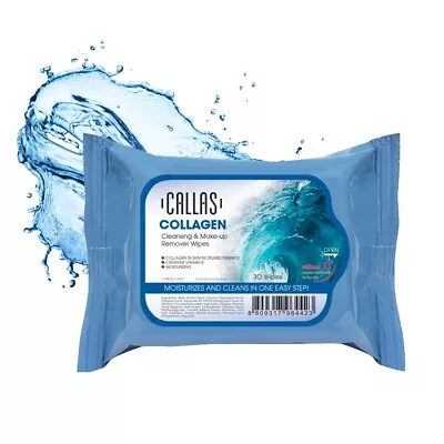 Callas Collagen Cleansing & Make Up Remover 30 Wipes *New* [Free USA Shipping] • $5.91