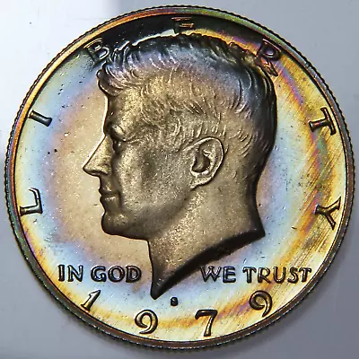 1979-S Clad US Kennedy Half Dollar 50c Proof Toned! -3037- • $11.99