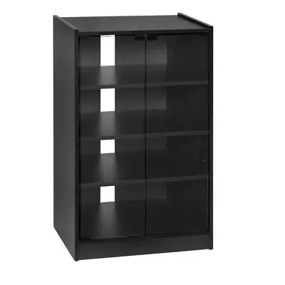 HOMCOM Standing Media Storage 35.75  H X 21.25  W Wood Adjustable Shelves Black • $111.22