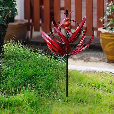 Wind Garden Spinners 360° Rotatable Metal Lotus Stakes Anti-UV For Lawns Patio  • $26.57