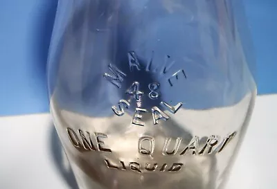 Vtg MAINE 48 SEAL Embossed Glass QUART MILK BOTTLE NICE! • $12.99
