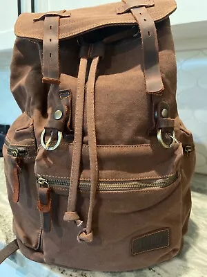 NEW BLUBOON Canvas/Leather Vintage Style Backpack Casual Bookbag Men Rucksack  • $49.99