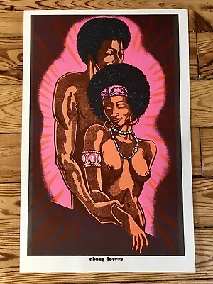 Velvet Screen Enterprises Print Black Light Poster Ebony Love 1970s Afro Lovers • $38