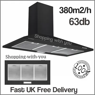 CIARRA 90Cm Black Chimney Cooker Hood 900Mm Range Hood Kitchen Extractor Fan • £177.99