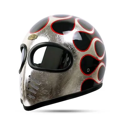 New! Vintage Custom Helmet Xf-gp Chrome Caferacer Bobber Chopper Motorcycle • $330