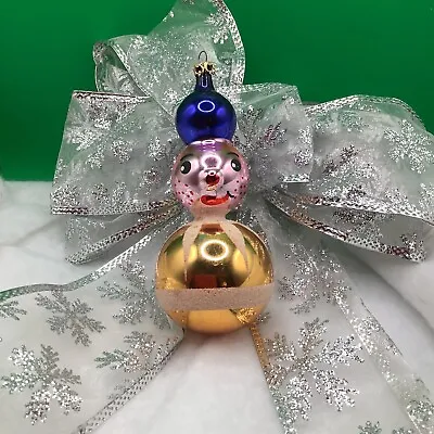 Vintage Handblown Mercury Glass Designer Snowman Ornament Made In Colombia • $19.99