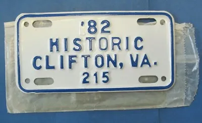 $25 • Buy Mint Unused 1982 Clifton, VA Motorcycle License Plate Scarce. Plate # 15