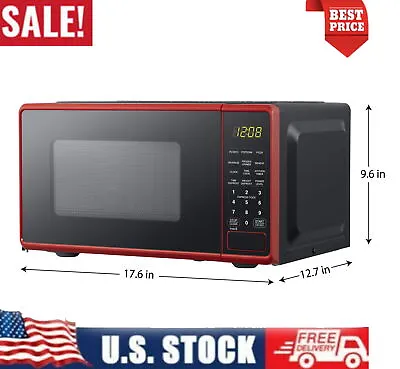 0.7 Cu Ft Countertop Microwave Oven 700 Watts Child-Safe Lockout LED Display Red • $54.86