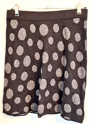 KRIMSON & KLOVER Silk Merino Wool Gray On Gray A Line Polka Dot Skirt Size Small • £23.74