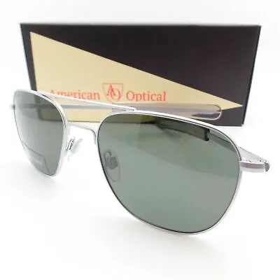 AO American Optical Original Pilot Matte Silver Green Lens Option Sunglasses • $250