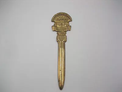 Vintage Brass Letter Opener Aztec Design Face • $10.95