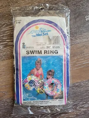 Intex Wet Set Swim Ring Geometric Print Pool Float  24” Vintage 1992 New #59241 • $19.99