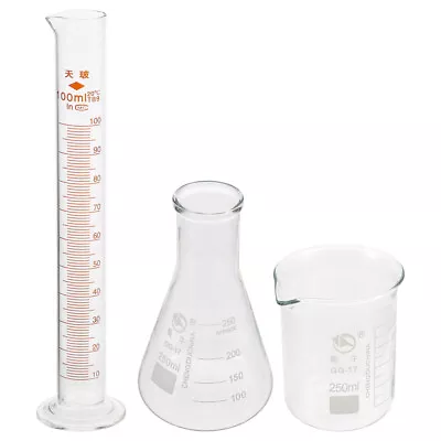 Lab Glassware Set Beaker Cylinder Flask Tube Graduated Measuring Chemistry-RL • £20.68