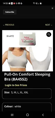 Valbonne White Pull On Comfort Sleeping Bra...Size XL...BNWT....U28/1 • £5