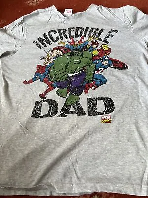 Mens Marvel ‘Incredible Dad’ T Shirt M. Chest 40ins. Grey • £0.99
