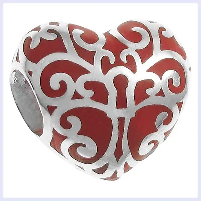 925 Sterling Silver Tree Of Love Enamel Heart Bead For European Charm Bracelet • $21.98
