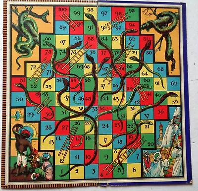 Antique Chad Valley Snakes & Ladders Board: Arabic Muslim Figures & Minarets • £9.99