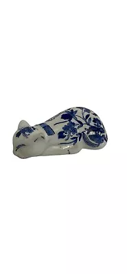 Vintage Seymour Mann China Blue Fine Porcelain Blue & White Napping Cat Figurine • $12.99