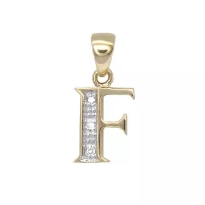 Diamond Initial Pendant 9ct Yellow Gold Any Name Letter Real Diamond Initial 9ct • £89.99