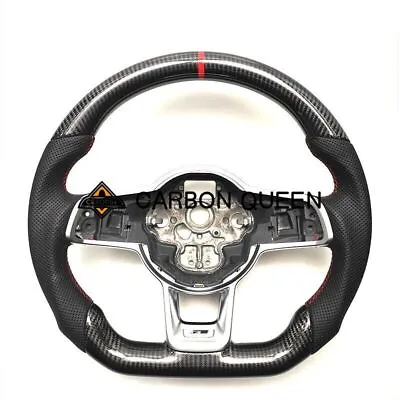 REAL CARBON FIBER Steering Wheel FOR Volkswagen GOLF MK7 GTI  RED RING /STRIPE • $389