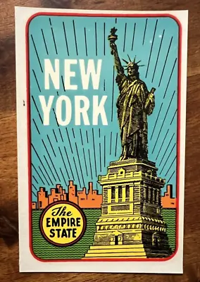 Original Vintage NEW YORK TRAVEL Water DECAL Empire State Statue Liberty NY NYC • $19.49